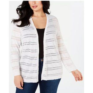 Charter Club Plus Size Sheer-Striped Cardigan 0x